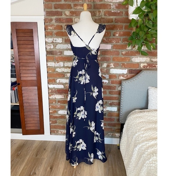Lulu’s All Mine Navy Blue Floral Print 
High-Low Wrap Dress Size Small New - Picture 4 of 9